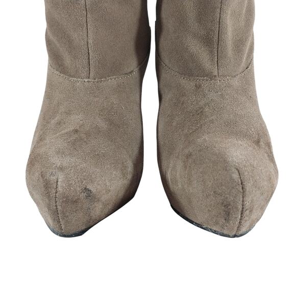 STEVE MADDEN! FAWN BEIGE GENUINE SUEDE LEATHER PLATFORM STILETTO BOOTS! SZ 10M - Picture 4 of 10
